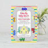 Cute Cars Trucks Drive By Baby Shower Invitation (Standing Front)