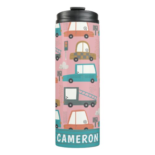 Cute Cars Trucks Pink Personalized Thermal Tumbler