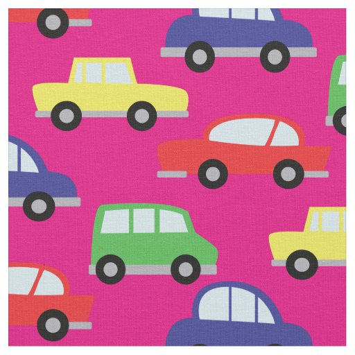 Cute Cars Vehicles Kids Boys Room Decor Pink Fabric