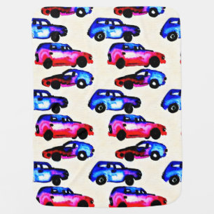 Cute cars watercolor baby blanket