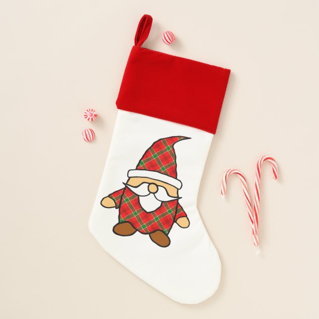 Cute Carton Gnome Drawing Christmas Stocking (Front)