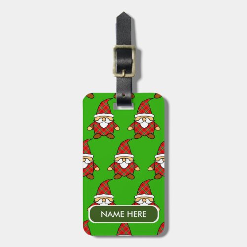 Cute Carton Gnome Pattern Christmas Custom Name Luggage Tag