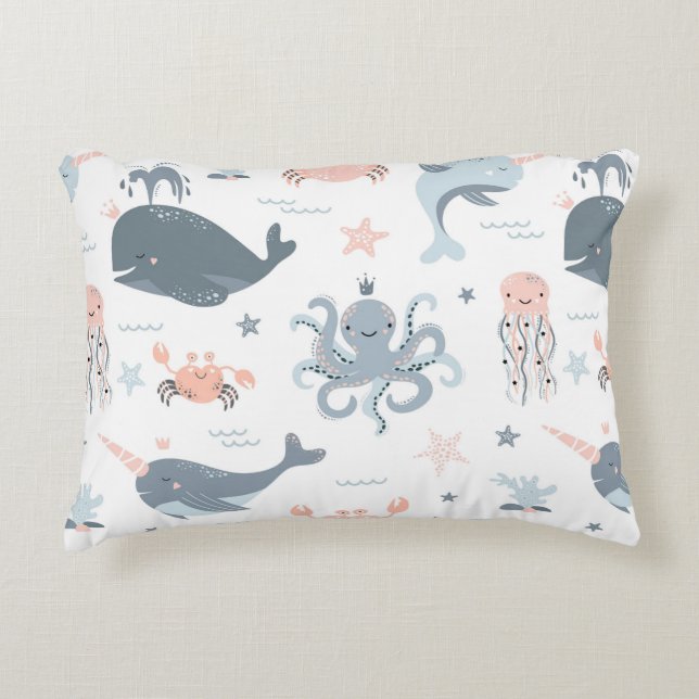 Cute Carton Sea Fish Accent Pillow (Front)