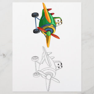 Cute Cartoon aeroplane coloring page