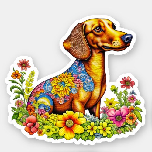 Cute Cartoon AI Dachshund Dog Sticker