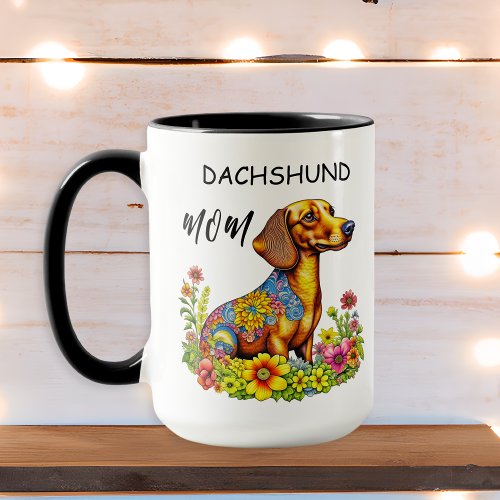Cute Cartoon AI Dachshund Mom Mug
