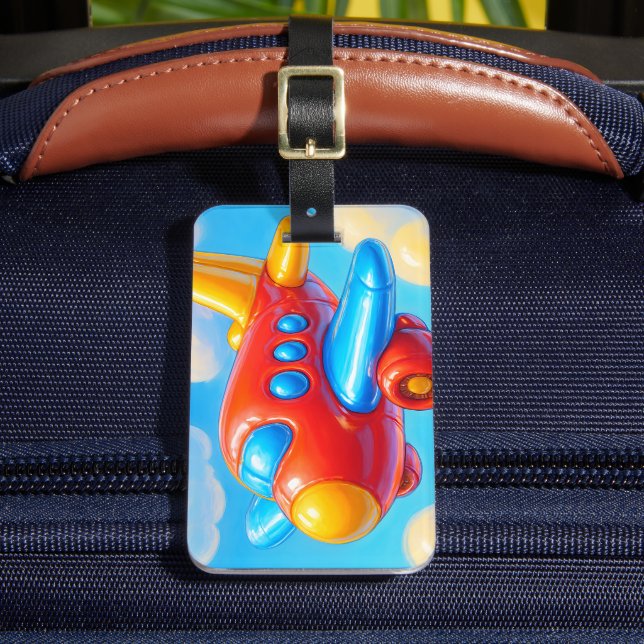 Cute Cartoon Airplane Luggage Tag (Front Insitu 2)