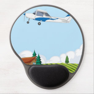 Cute Cartoon Airplane Rural Landscape Gel Mouse  Pad