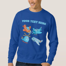 Cute Cartoon Airplanes Pattern Custom Name Blue