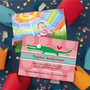 Cute Cartoon Alligator Colorful Kid Profile Photo Calling Card