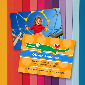 Cute Cartoon Alligator Colorful Kid Profile Photo Calling Card