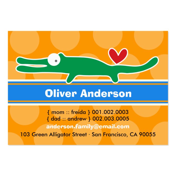Cute Cartoon Alligator Kid Photo Calling Card Business Card Templates