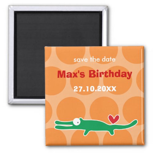 Cute Cartoon Alligator Kids Birthday Party Magnet