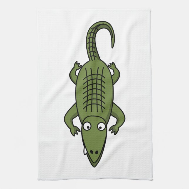 Cute Cartoon Alligator Kitchen Towel (Vertical)