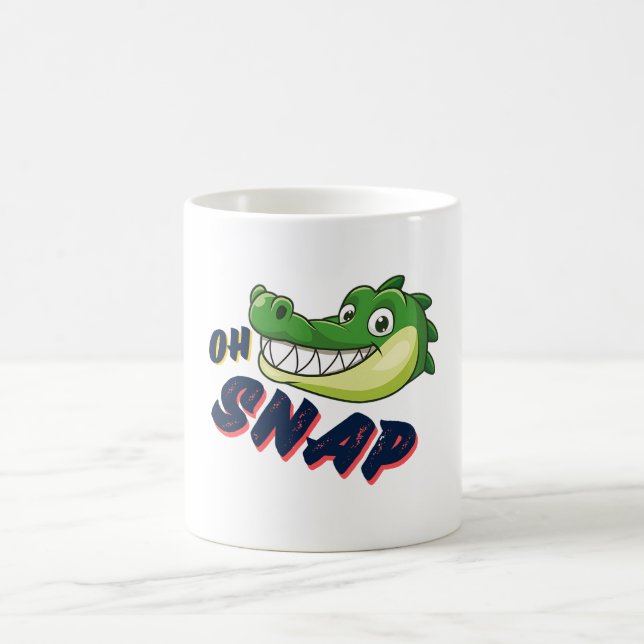 Cute Cartoon Alligator Snappy Oh Snap Funny Saying Coffee Mug (Center)
