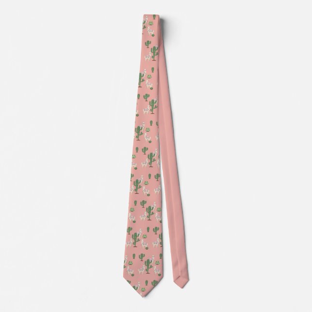 Cute cartoon Alpaca with cactuses design Neck Tie (Front)