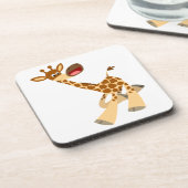 Cute Cartoon Ambling Giraffe Cork Coasters (Left Side)
