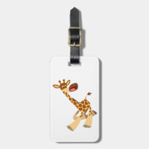 Cute Cartoon Ambling Giraffe Luggage Tag