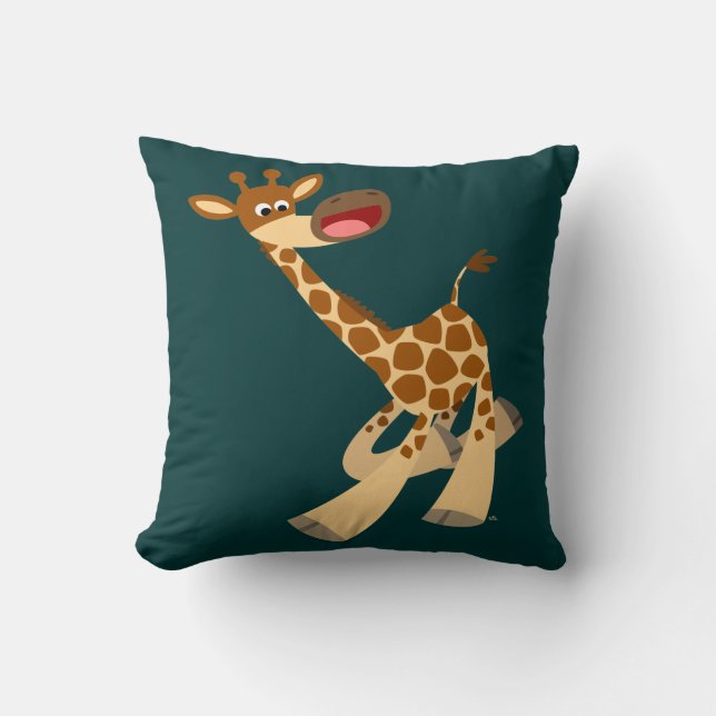 Cute Cartoon Ambling Giraffe Pillow (Front)