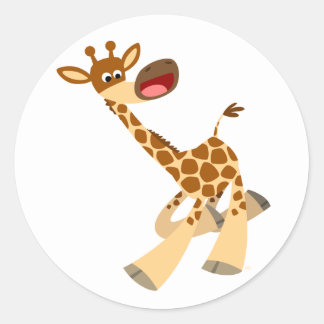 Cute Cartoon Ambling Giraffe Sticker