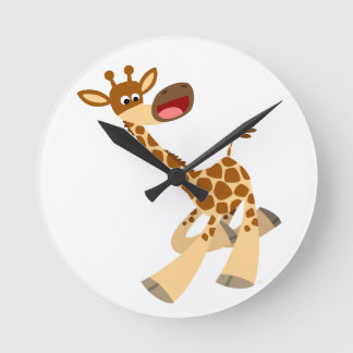 Cute Cartoon Ambling Giraffe Wall Clock