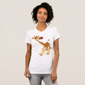 Cute Cartoon Ambling Giraffe Women T-Shirt (Front Full)