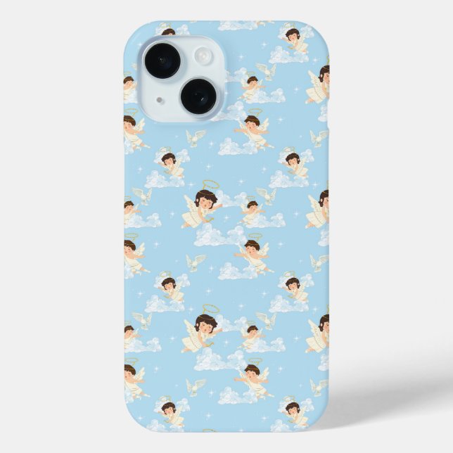 Cute Cartoon Angels And Doves Seamless Pattern Case-Mate iPhone Case (Back)