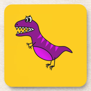 Cute cartoon angry purple dinosaur coaster