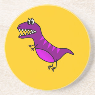 Cute cartoon angry purple dinosaur drink coaster