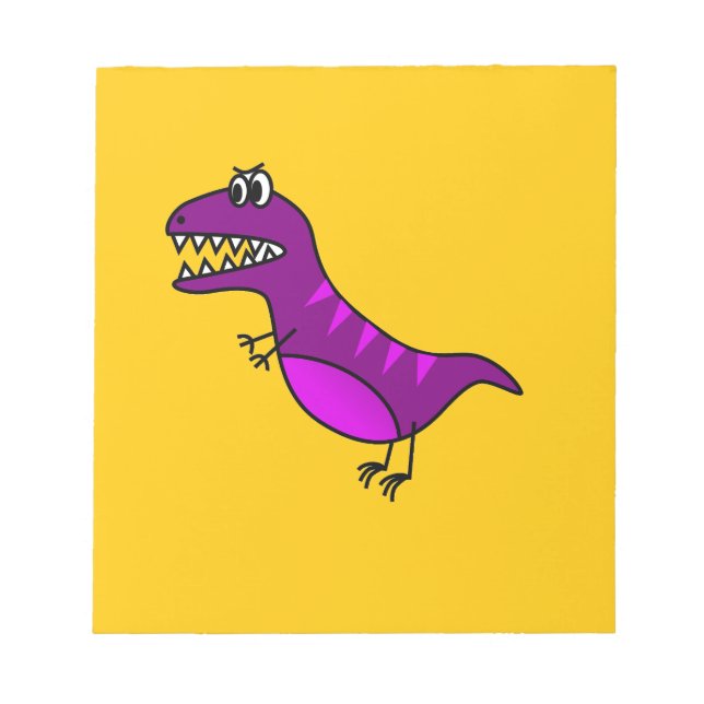 Cute cartoon angry purple dinosaur notepad (Front)