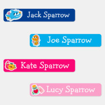 Cute Cartoon Animal Boy & Girl Kids Label Sticker