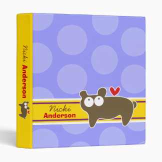 Cute Cartoon Animal Brown Bear Fun Dots Kids 3 Ring Binder