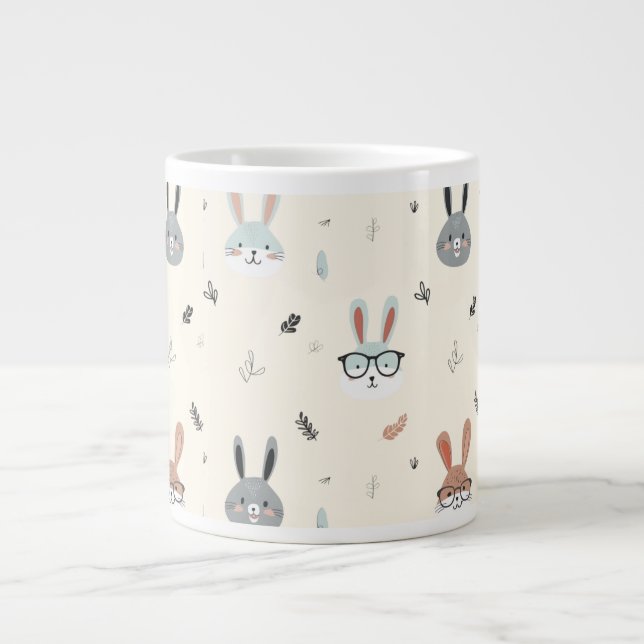 Cute cartoon animal faces giant coffee mug (Front)