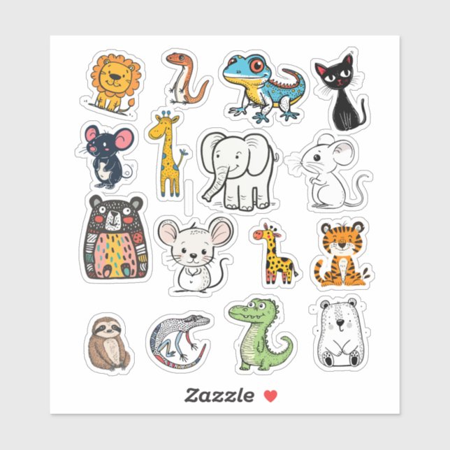 Cute Cartoon Animal Friends Collection Sticker (Sheet)