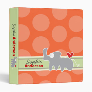 Cute Cartoon Animal Grey Rhinoceros Fun Dots Kids 3 Ring Binder