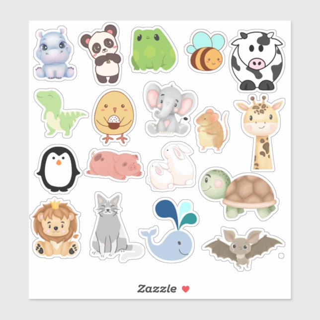 Cute cartoon animal sticker (Sheet)