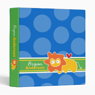 Cute Cartoon Animal Yellow Lion Fun Dots Kids 3 Ring Binder