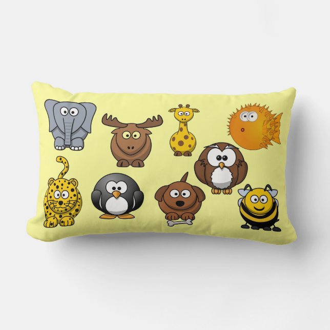 Cute Cartoon Animals Baby Boy Girl Kids Lumbar Pillow (Front)