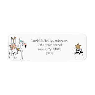 Cute Cartoon Animals Holiday Label