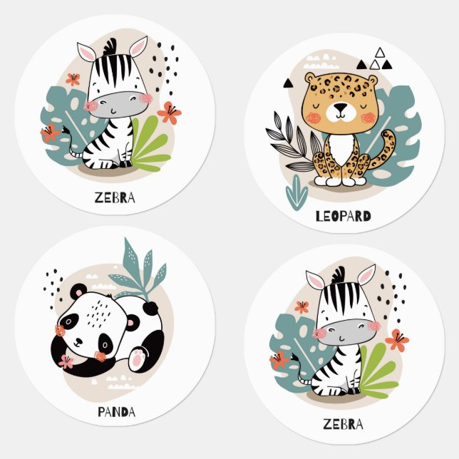 Cute Cartoon Animals Labels (Group)