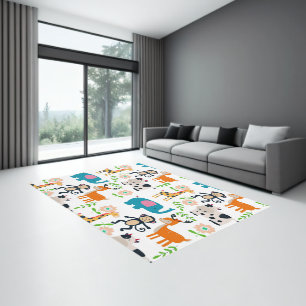 Cute cartoon animals pattern rug