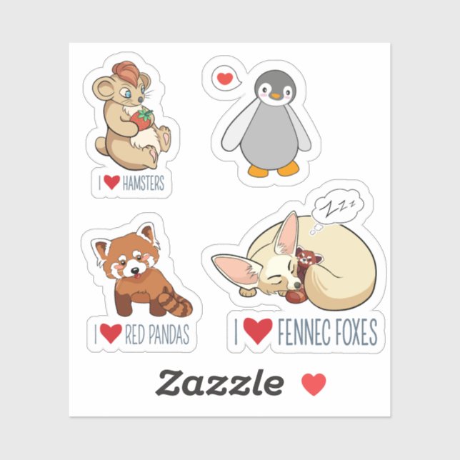 Cute Cartoon Animals Sticker (Sheet)