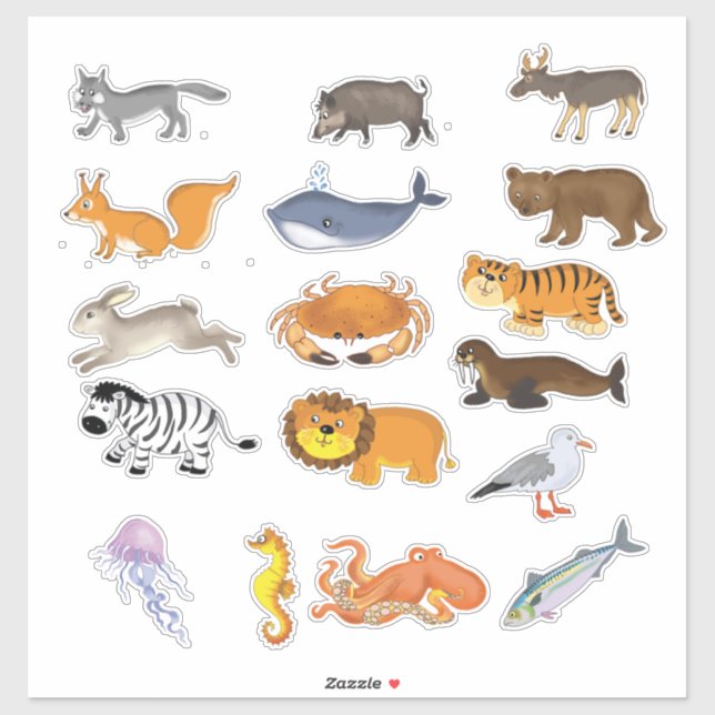 Cute cartoon animals  sticker (Sheet)