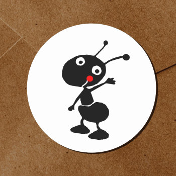 Cute Cartoon Ant Classic Round Sticker by sallylux at Zazzle