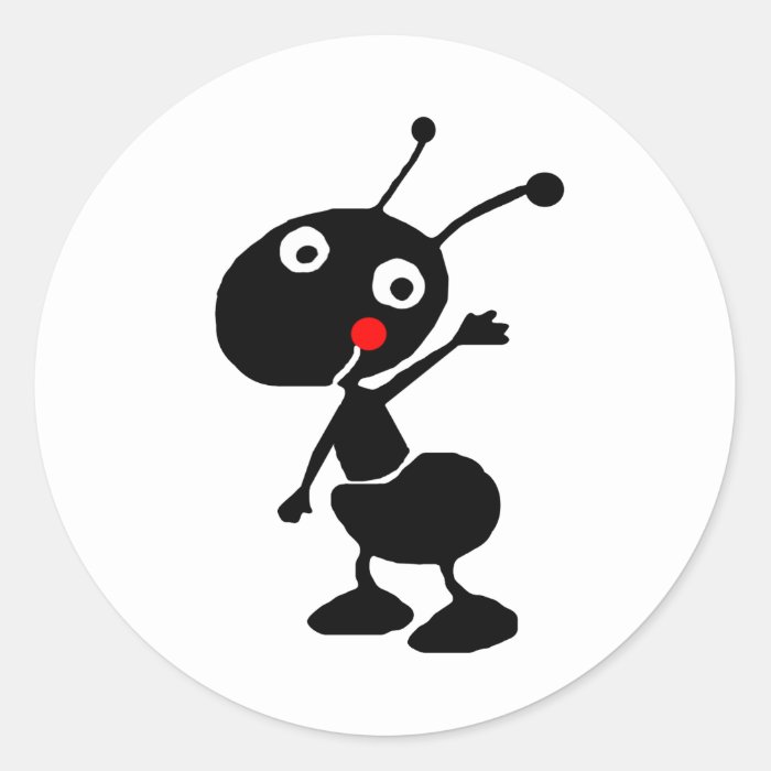 cute cartoon ant round stickers