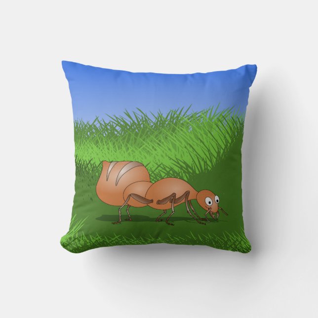 Cute Cartoon Ant Throw Pillow (Front)
