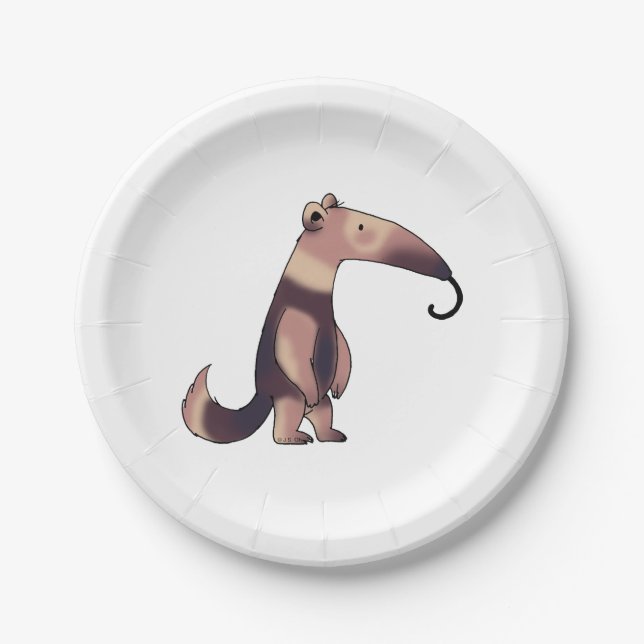 cute cartoon anteater paper plates (Front)