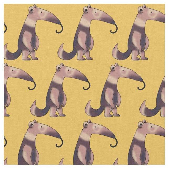 cute cartoon anteater pattern fabric (Close Up)