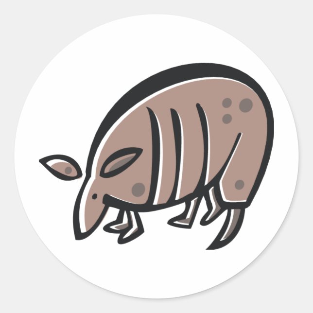 Cute Cartoon Armadillo Classic Round Sticker (Front)