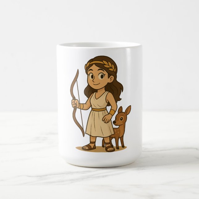 Cute Cartoon Artemis Baby | Greek Goddess  Coffee Mug (Center)